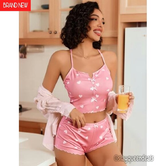 Ribbed Cami Shorts Set, Polyester Spandex Sleepwear, Adjustable Straps - Picture 4 of 7